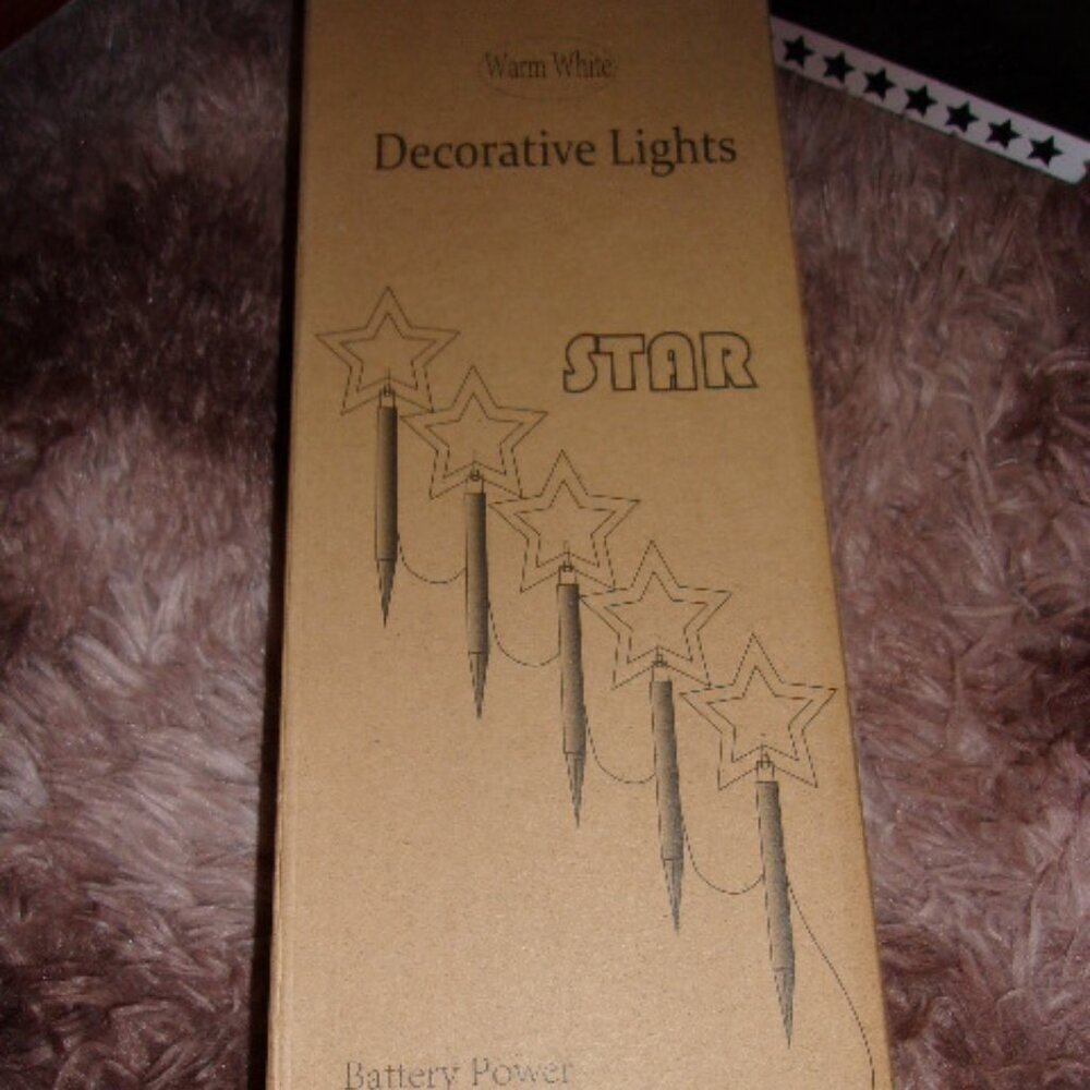 Warm White decorative star battery powered Pathway lights set of 5 New